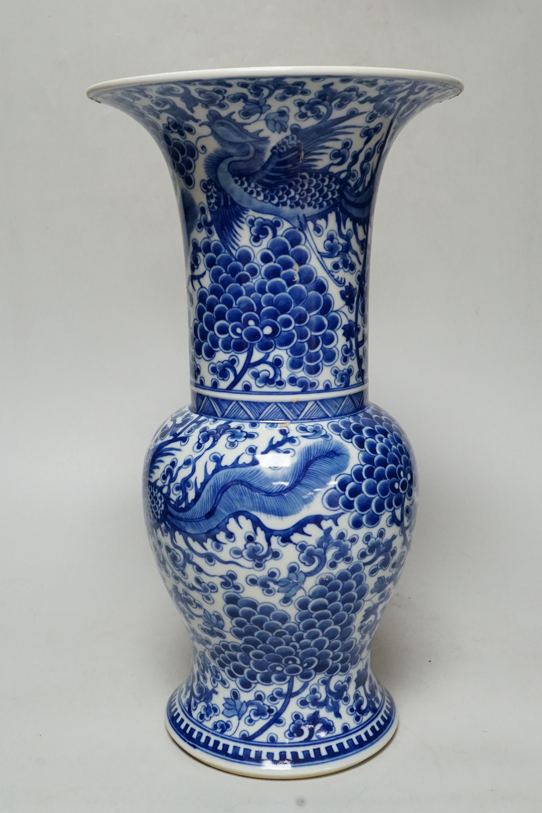 A Chinese blue and white ‘bird’ vase, 36cm tall